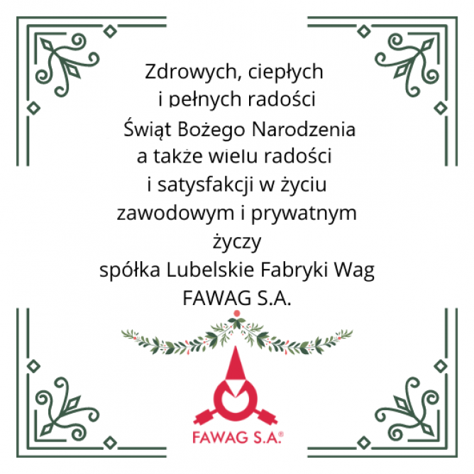 Wesołych Świąt życzy FAWAG S.A.